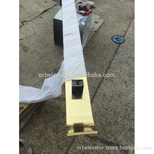 Elevator cabin flat handrail, golden-mirror stainless steel handrail